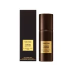 Tom Ford Tuscan Leather all-over body spray bottle with its black box and gold label (cologne-style packaging)