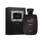 Perfume bottle labeled Hawas for Him – Kobra, shown beside a black textured box.